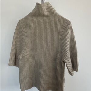 AYR Tan High Neck Ribbed Women's Sweater